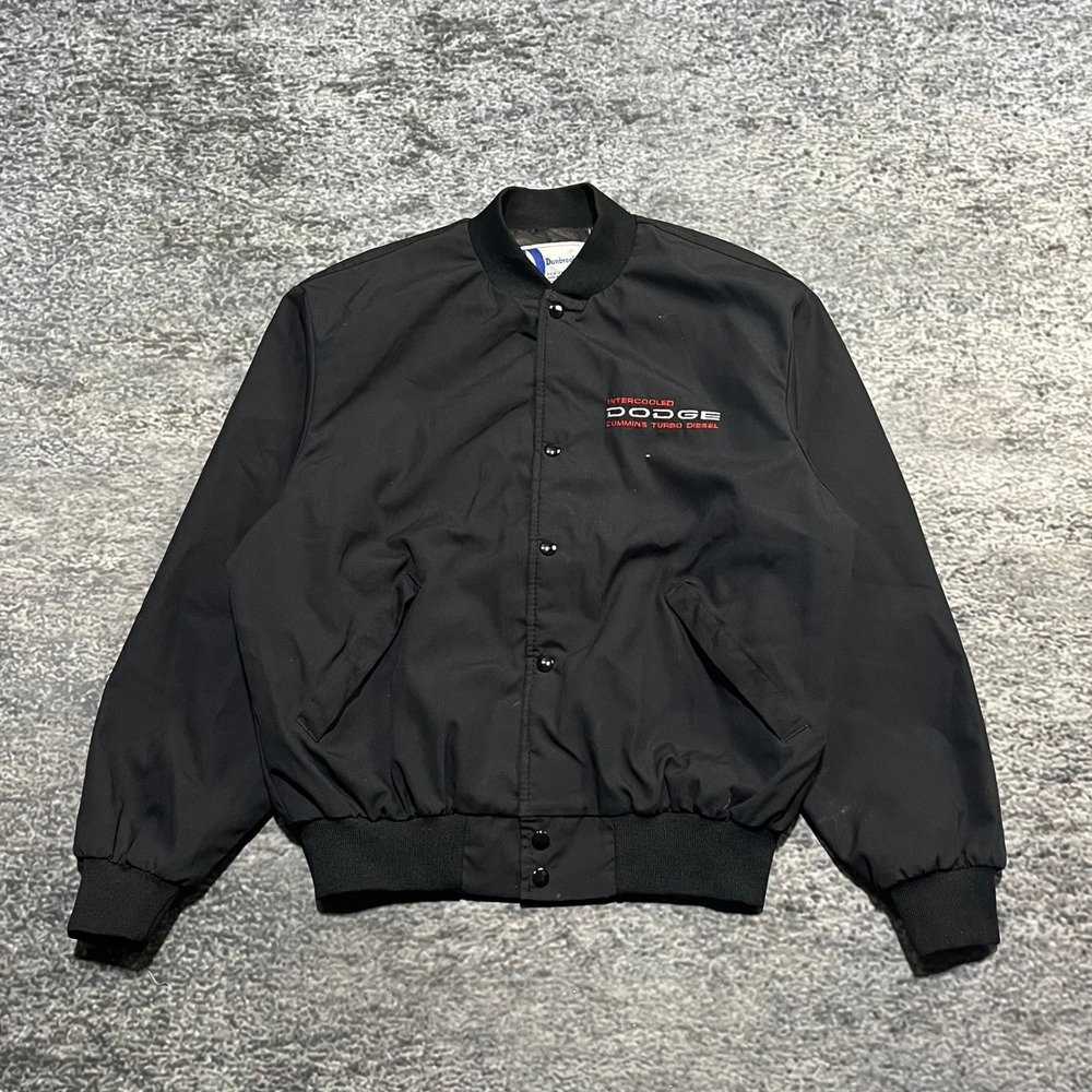Vintage Dodge Cummins Turbo‎ Diesel Bomber Jacket Mens Large Black 80s USA